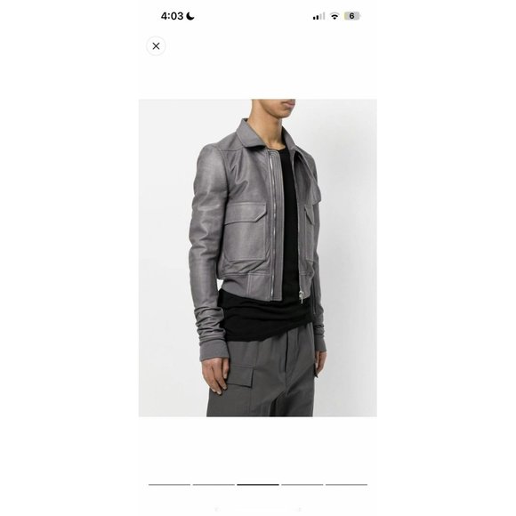 Rick Owens Oblong Collar Leather bomber jacket - Picture 1 of 9